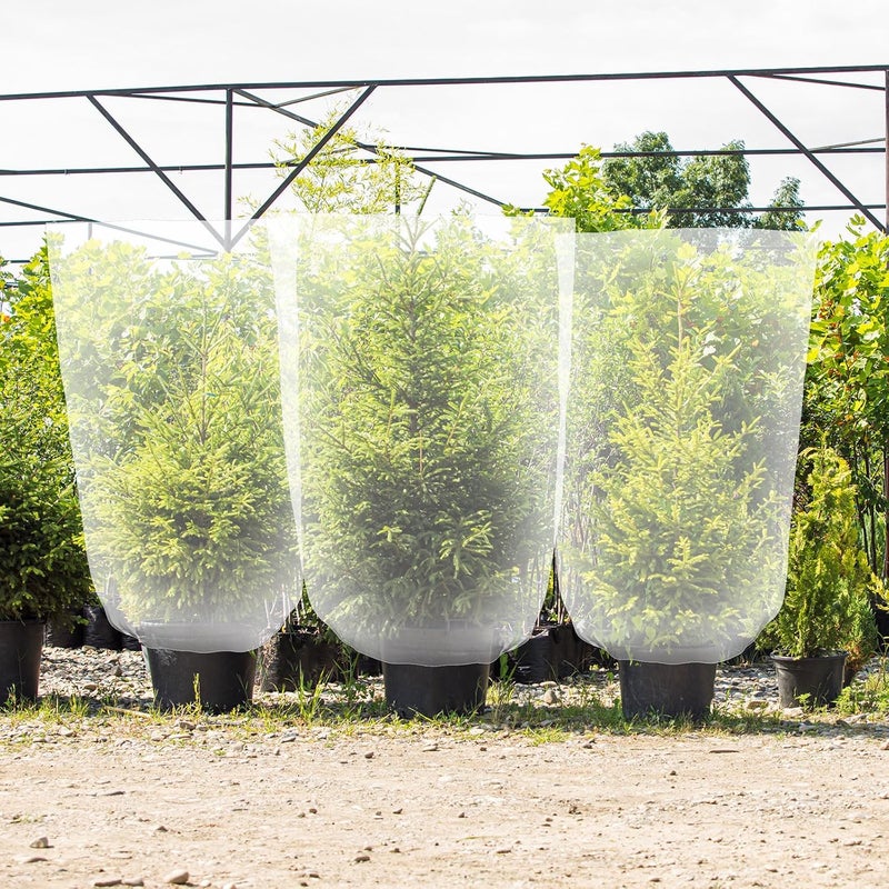 Perthlin 6 Pcs Winter Plant Covers Freeze Protection Small Plastic Clear Film Cover Shelter Bags Waterproof Frost Cloth for Outdoor Plants Greenhouse Garden Rain Frost Protection(47.2 x 71 Inch) - Image 4